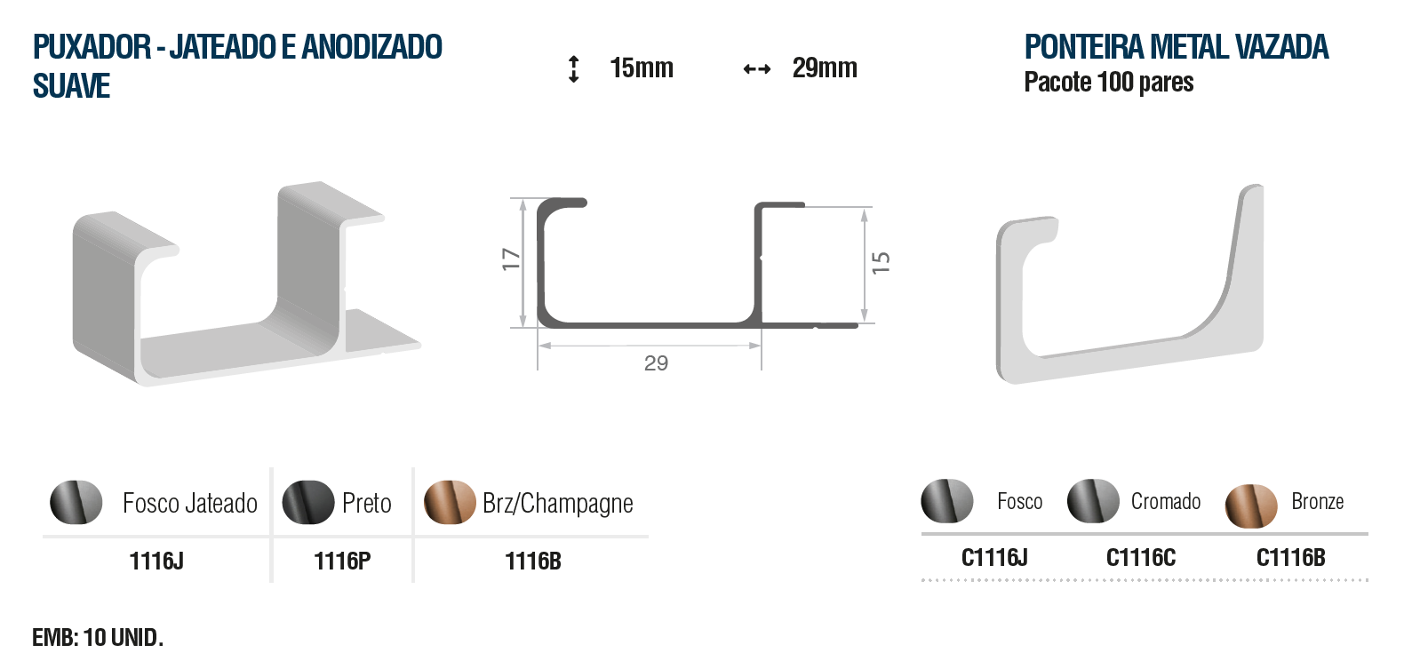 1116B - PUX JAT BRZ CHAMPAGNE 15MM SUAVE